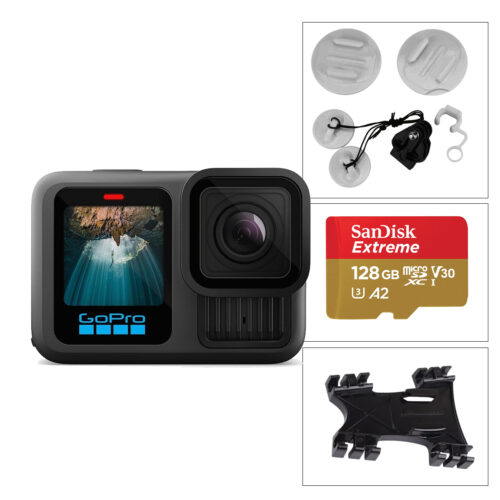 Cámara Gopro 13 Black + Soporte kite surf + Adhesivos surf + Memoria Sandisk Extreme 128gb