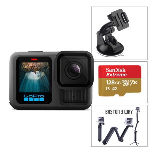 Cámara Gopro 13 Black + Sopapa Pequeña de Auto + Baston 3 Way + Memoria Sandisk Extreme 128gb